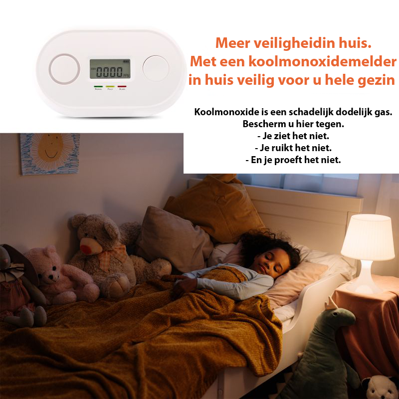 koolmonoxidemelder in slaapkamer